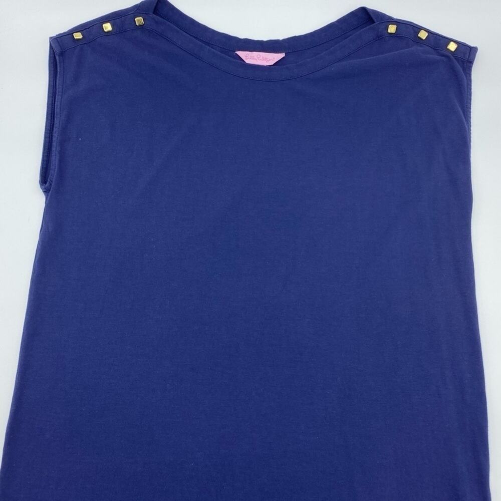 Lilly Pulitzer Dress Small Pima Cotton Navy Pullover Resortwear Coastal‎